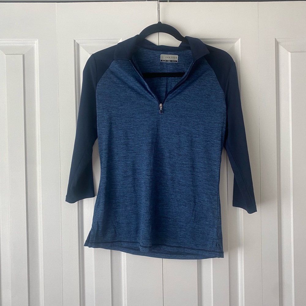 PGA Tour Navy and Black Quarter-Zip Pullover
